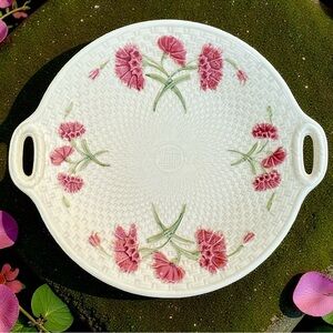 Antique Georg Schmider ZELL majolica basket weave plate 2792 floral Early 1900’s